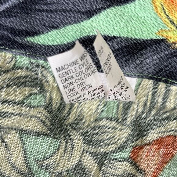 Speedo Swim Beach Cover‎ Up Womens Large Green Aquatic Floral Print Open Front - Picture 7 of 12